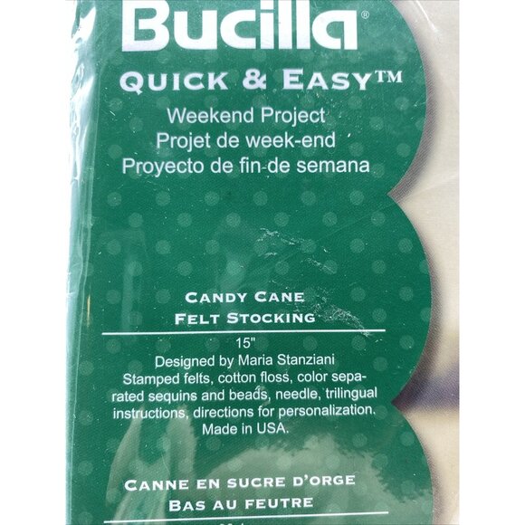 Plaid Bucilla Candy Cane Felt Stocking Maria Stanziani Christmas Craft Kit 85034 - Picture 4 of 9